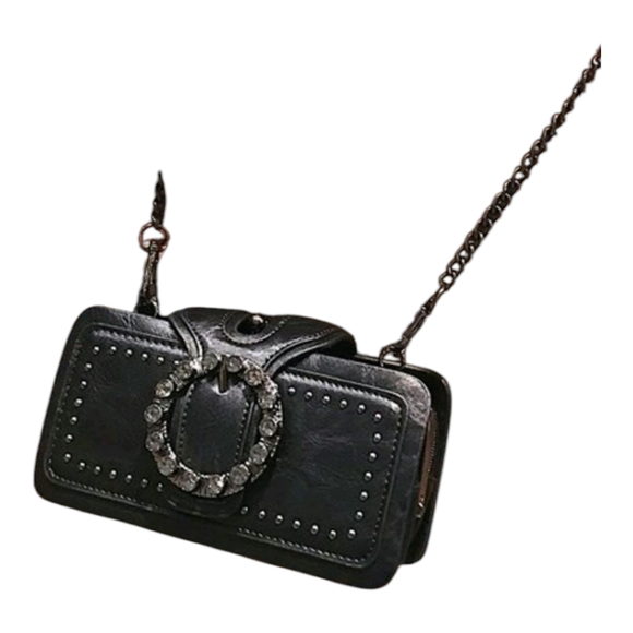 Vintage Handbags - VINTAGE Black Leather Shoulder Bag